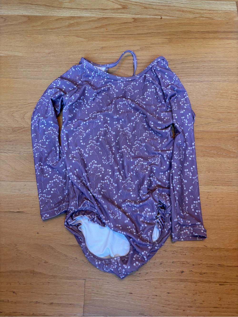 Kids Long-Sleeve Purple Floral Swimsuit